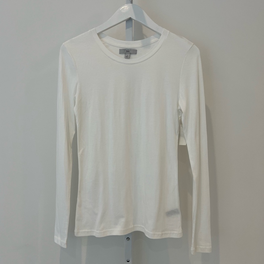 TEE WHITE 100% PIMA COTTON LONG SLEEVE T-SHIRT SIZE S NWTS! #5
